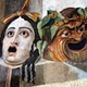 Mosaic of masks at Hadrian's Villa in Tivoli, Italy
